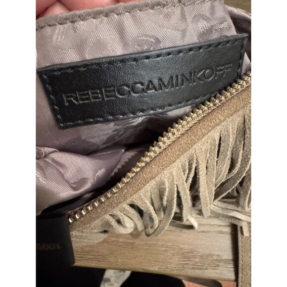 Rebecca Minkoff Taupe Suede Finn Crossbody Handbag Bag Purse - Picture 8 of 12